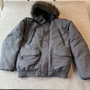 J. Whistler Canada Gray Down Jacket Winter Coat Removable Hood Size XL‎